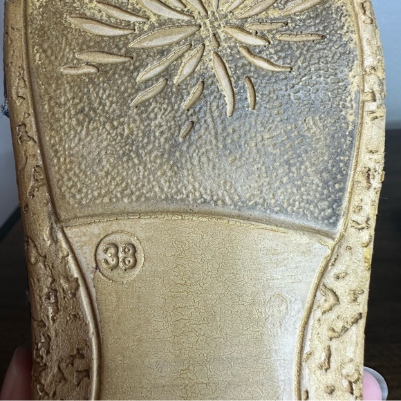 Karyoka Blue & Gray Leather Wedge Sandals Sz 38 - Picture 6 of 6